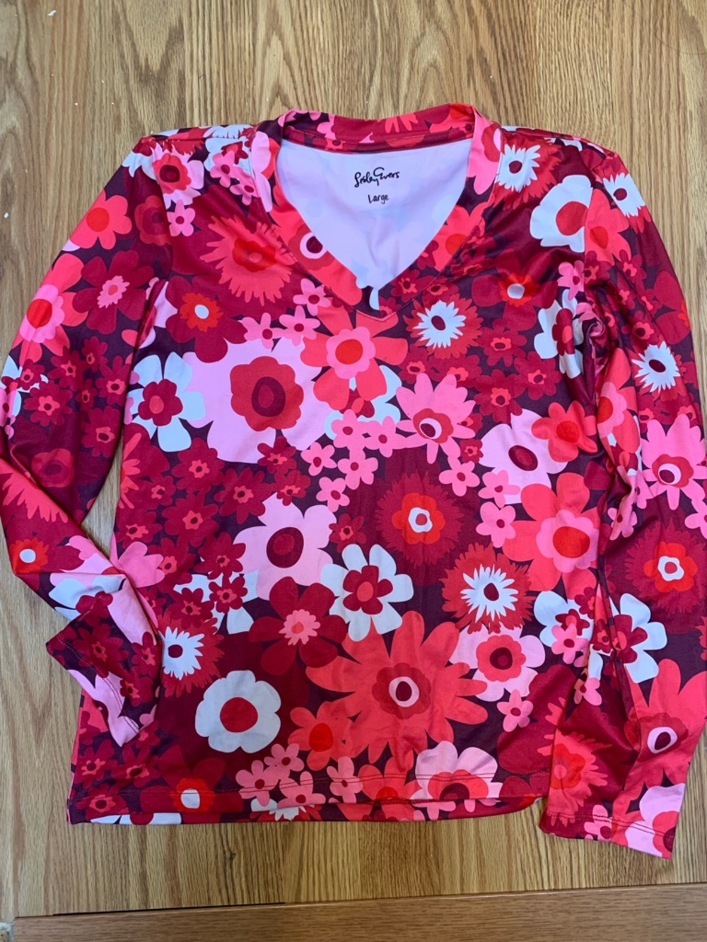 Justine Burgundy Flower Power Lesley Evers Top L